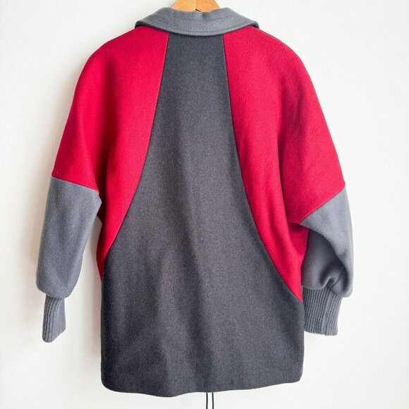 Vintage Fox Run Grey Red Wool Short Wool Parka S - Picture 4 of 8